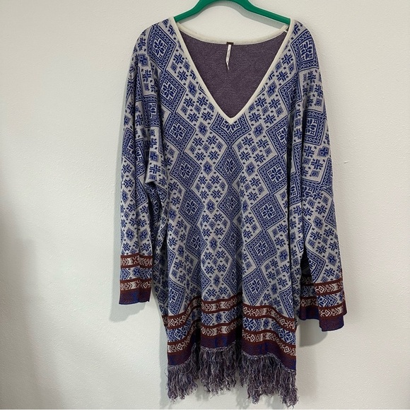 Free People It's a Cinch Poncho in ivory combo - Picture 2 of 7